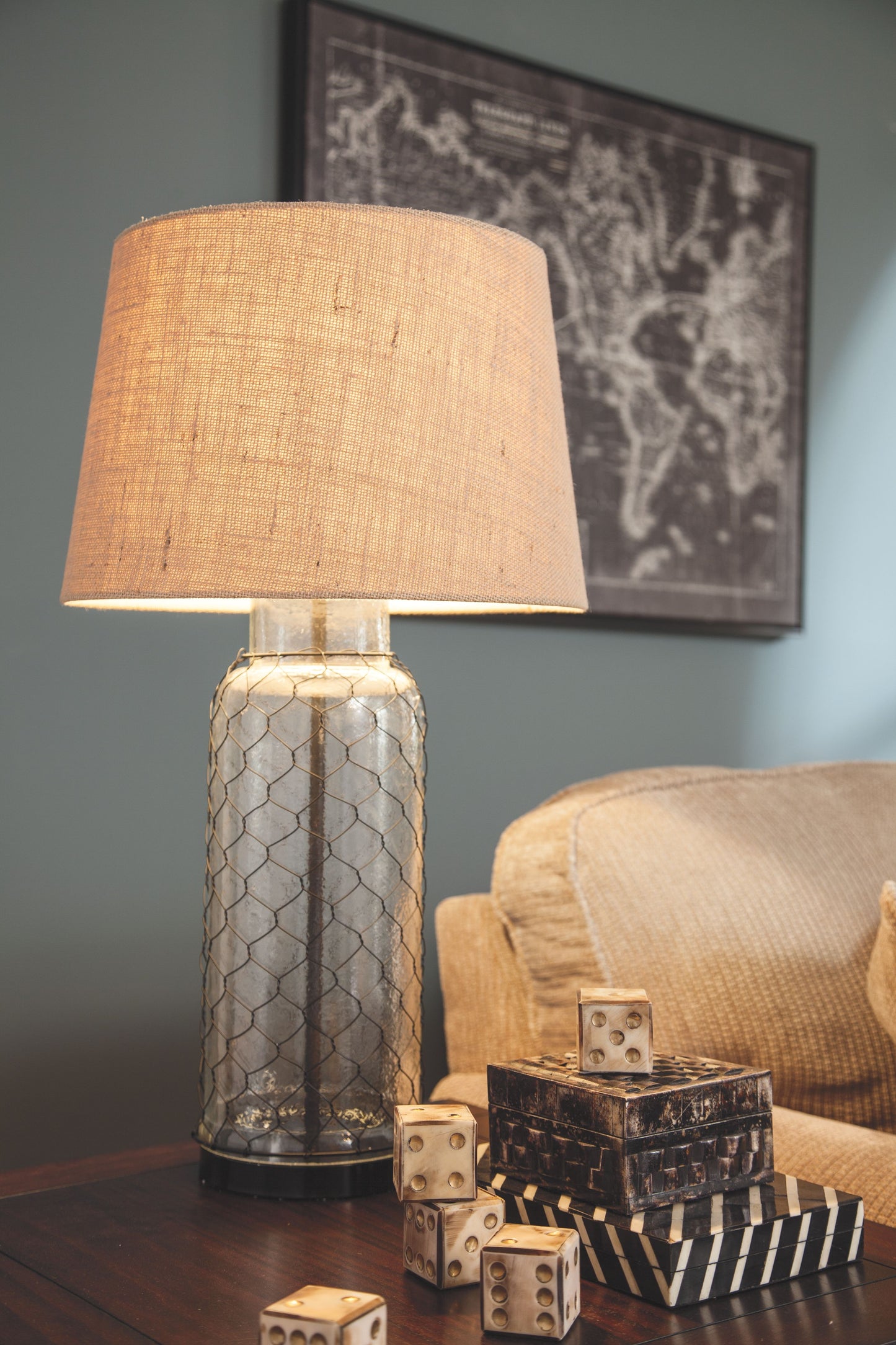 Sharmayne - White - Glass Table Lamp - Wrapped With Wire