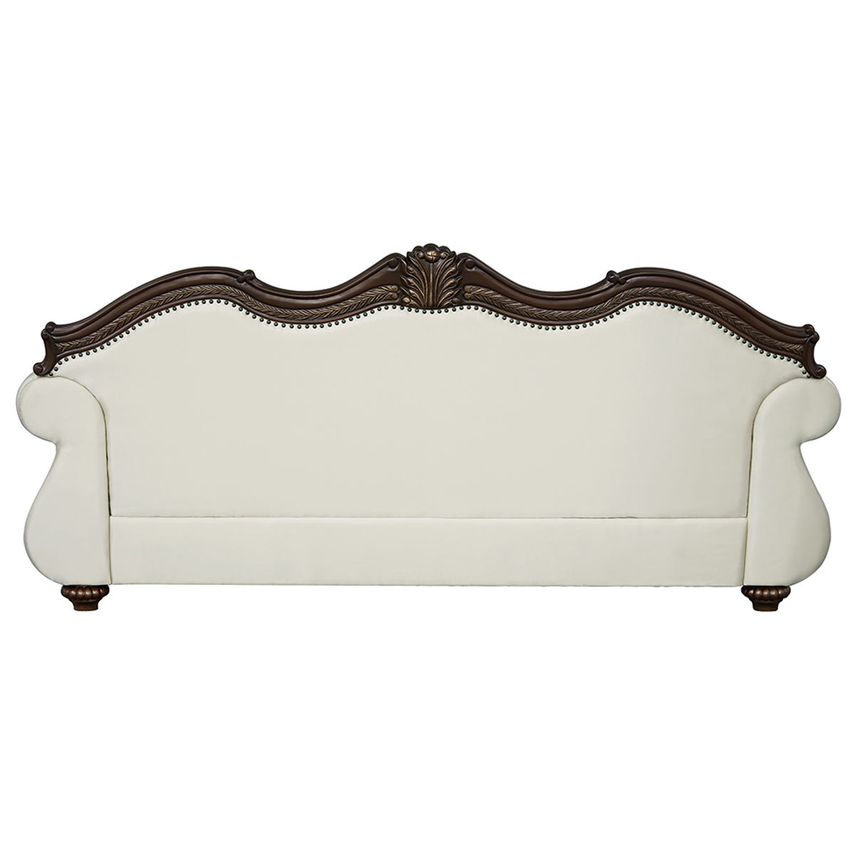 Pierce - Sofa With 5 Pillows - Beige Fabric & Cherry Finish