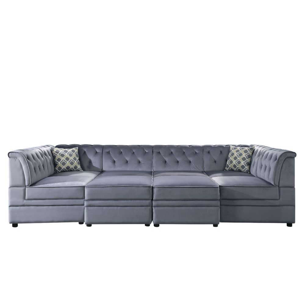 Bois II - Armless Chair - Gray Velvet