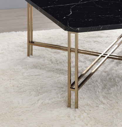 Daxton - Faux Marble Top Square Cocktail Table - Black