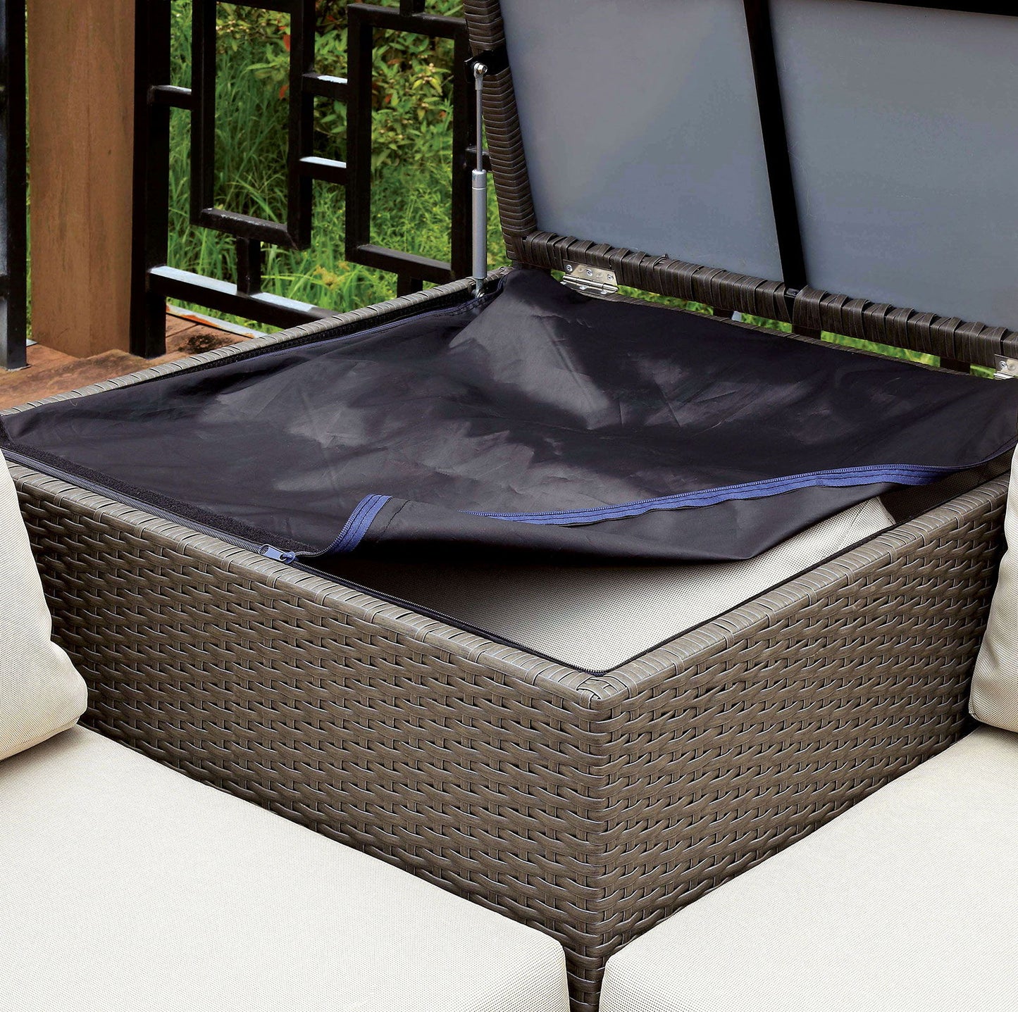 Davina - Patio 3 Piece Set Storage - Brown / Beige