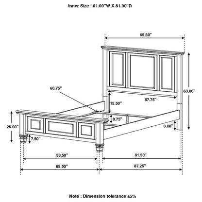 Sandy Beach - Panel Bed with High Headboard