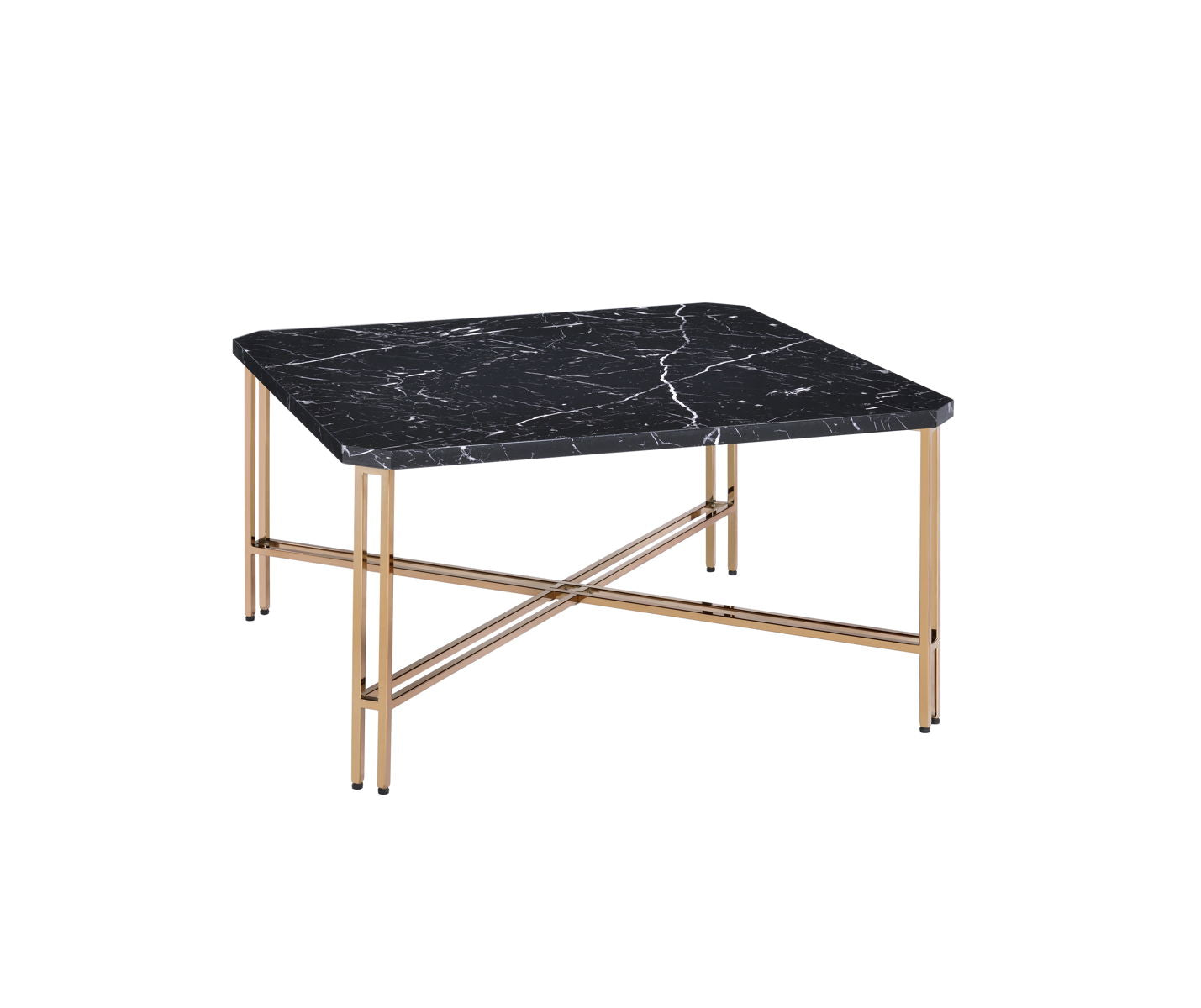 Daxton - Faux Marble Top Square Cocktail Table - Black