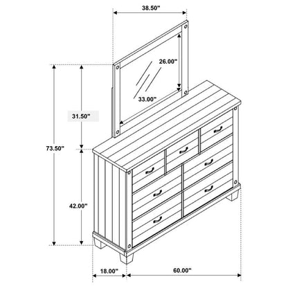 Lilith - 7-Drawer Dresser With Mirror - Distressed White
