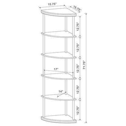 Bonwick - 5-Shelf Corner Bookshelf - Cappuccino