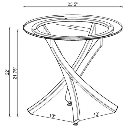 Brooke - Round Glass Top Side End Table Metal Base