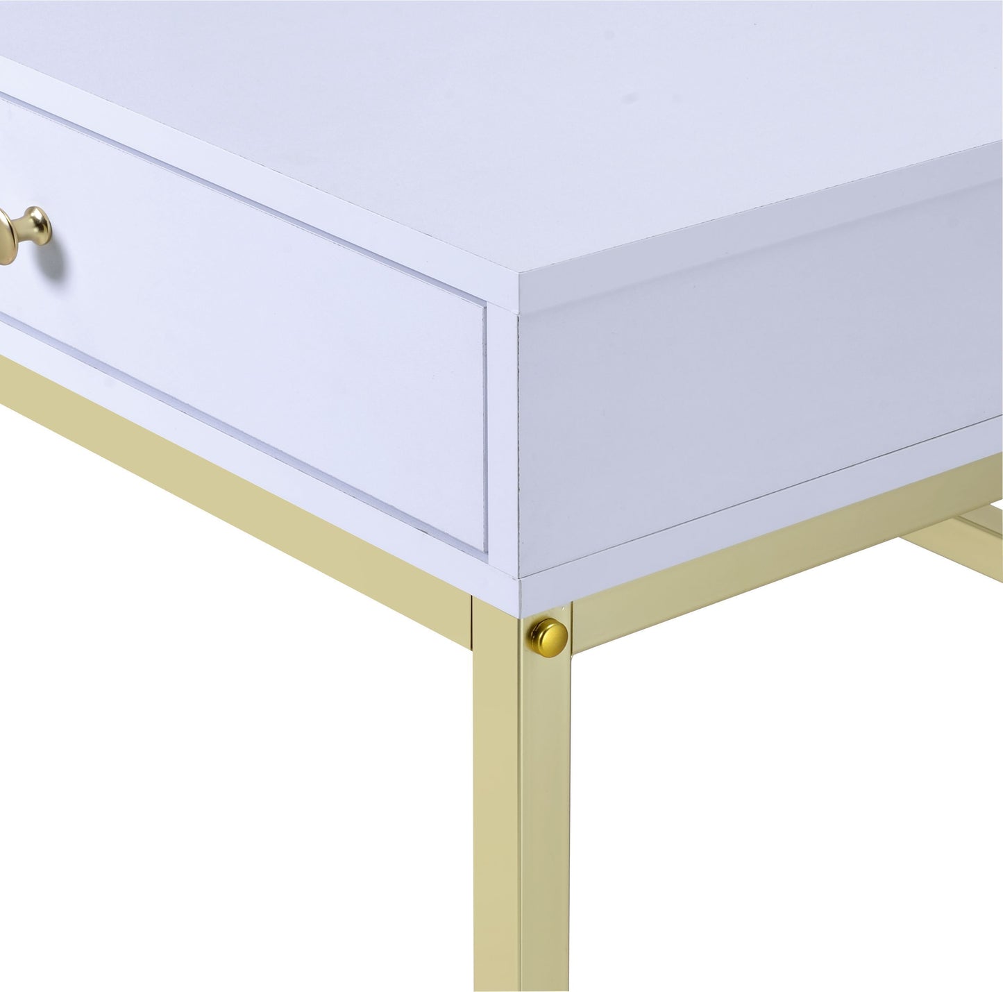 Coleen - Vanity Desk - White & Brass Finish