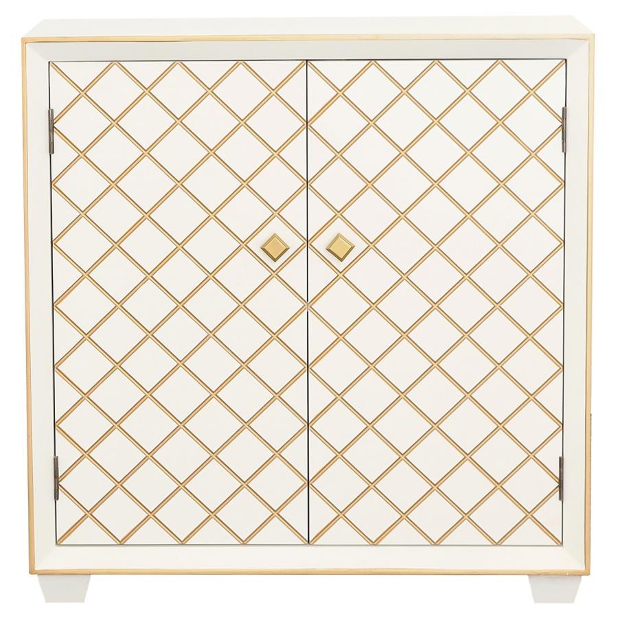 Belinda - 2 Door Storage Accent Cabinet - White And Gold
