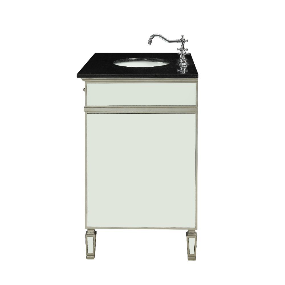Atrian - Sink Cabinet - Black Marble & Mirrrored