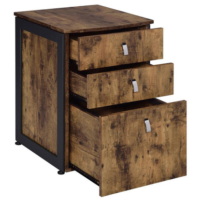 Estrella - 2 Piece Office Desk File Cabinet Set - Rustic Nutmeg