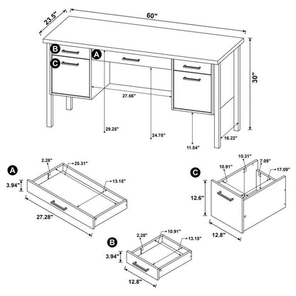 Samson - 4-Drawer Office Computer Desk - Weathered Oak