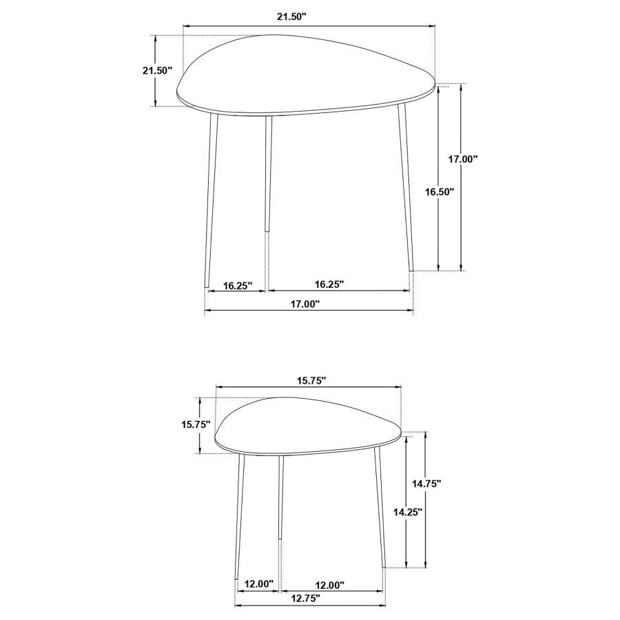 Tobias - 2 Piece Triangular Marble Top Nesting Table Green - Green Marble