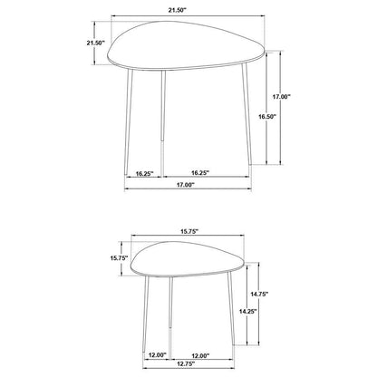 Tobias - 2 Piece Triangular Marble Top Nesting Table Green - Green Marble