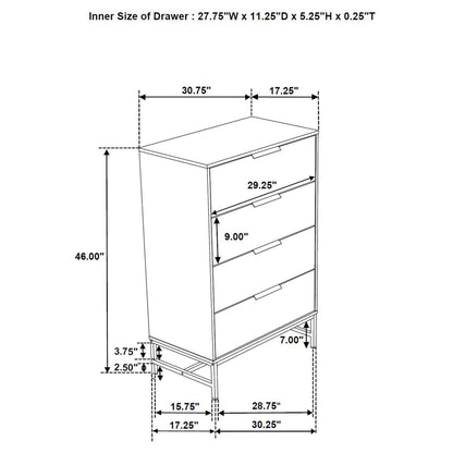 Sonora - 4-Drawer Bedroom Chest - White