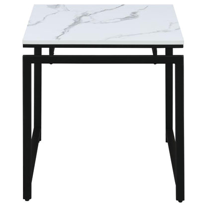 Clark - 3 Piece Faux Marble Top Coffee Table Set - White