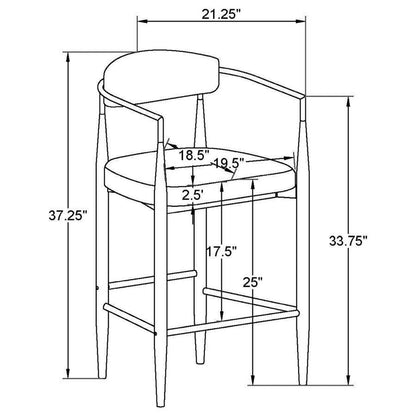 Tina - Metal Counter Height Bar Stool With Upholstered Back And Seat (Set of 2)