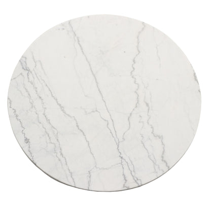 Xena - White Marble Top Round Table - Black