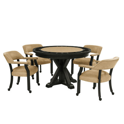 Rylie - Captains Chair - Black Finish With Sand Vegan Leather - Black