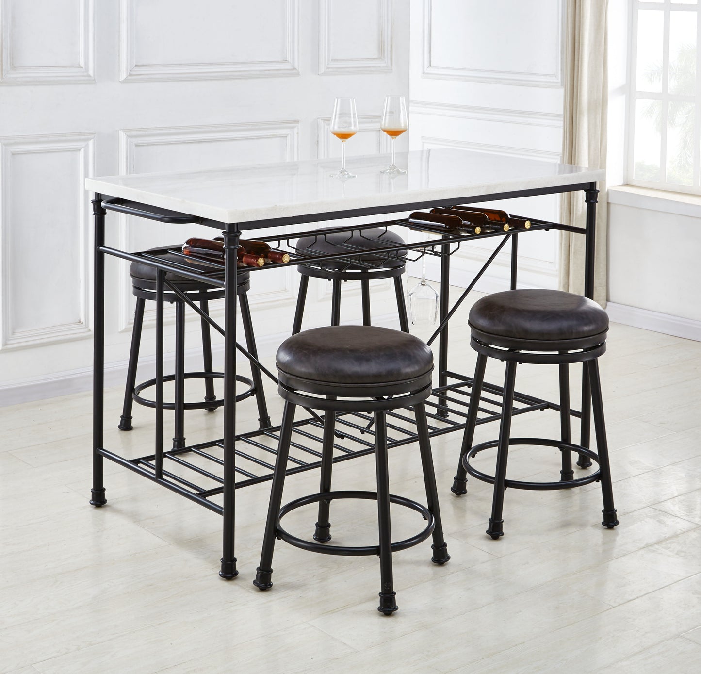 Claire - White Marble Top Counter - White