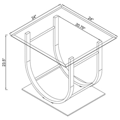 Danville - Square U-Shaped Glass Top Side End Table - Chrome