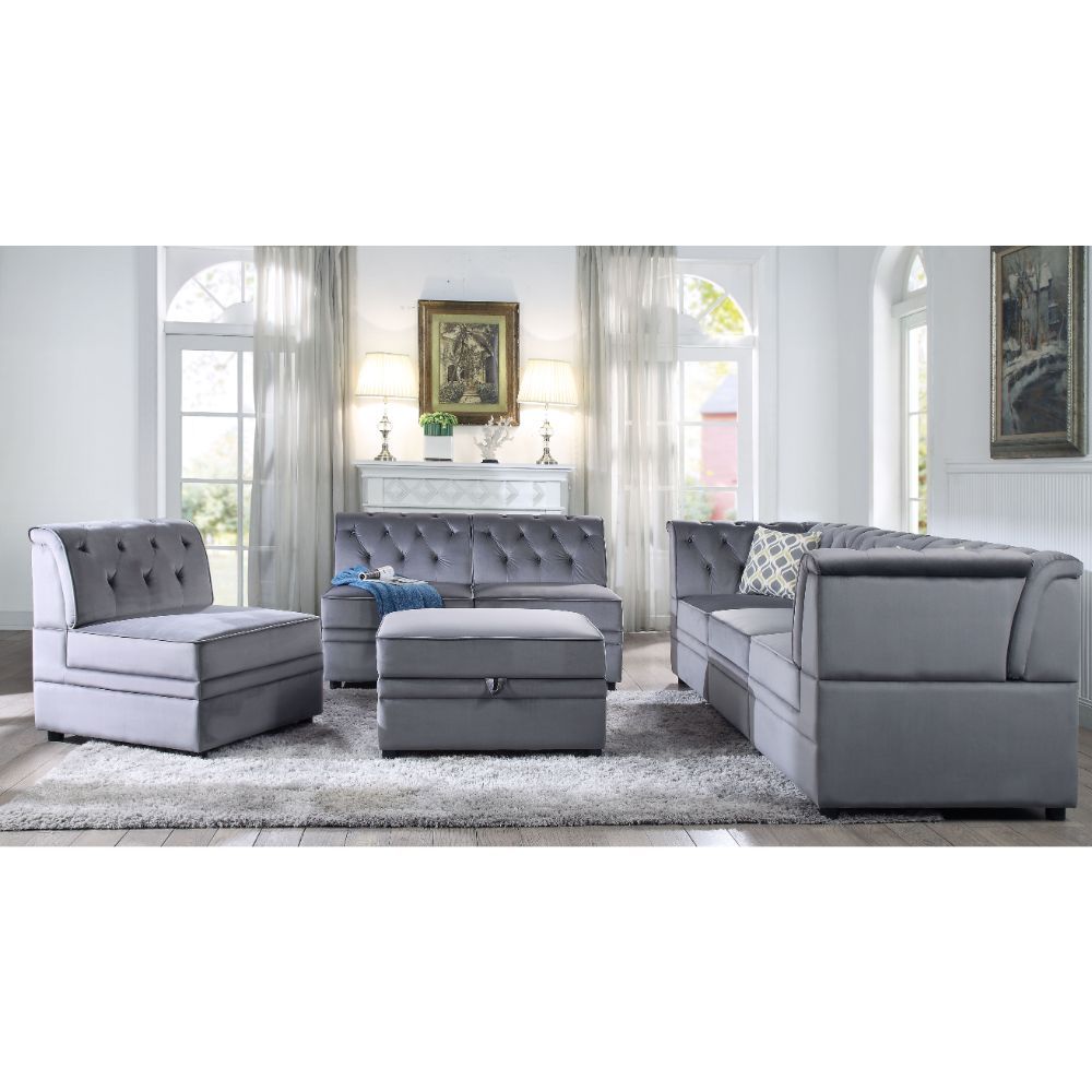 Bois II - Armless Chair - Gray Velvet