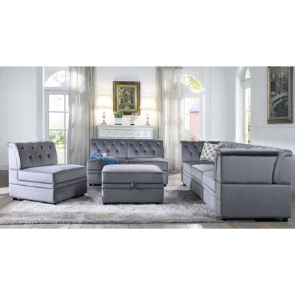 Bois II - Armless Chair - Gray Velvet