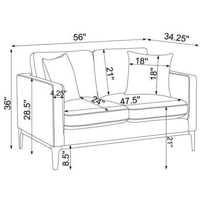 Apperson - Upholstered Track Arm Loveseat - Light Gray