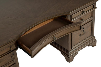 Hartshill - 7-Drawer Executive Desk - Burnished Oak