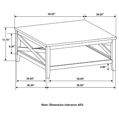 Hollis - Square Wood Coffee Table With Shelf - Brown And White