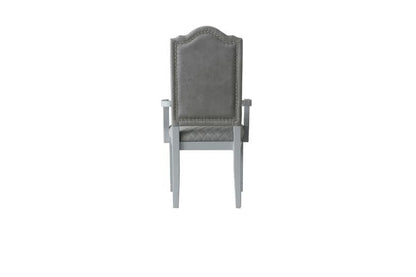 House - Marchese Chair (Set of 2) - Two Tone Gray Fabric & Pearl Gray Finish