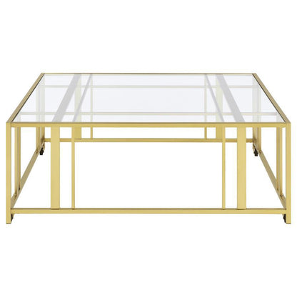 Adri - Square Glass Top Coffee Table With Casters