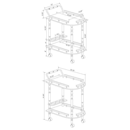 Palmer - 2-Tier Rectangular Wood Bar Cart - Merlot