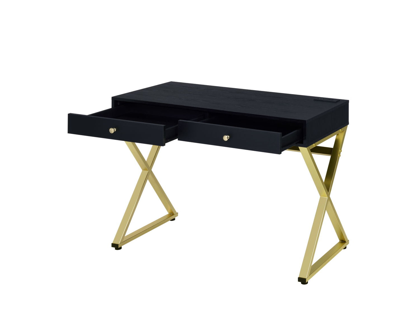 Coleen - Vanity Desk - Black & Brass Finish - 31"