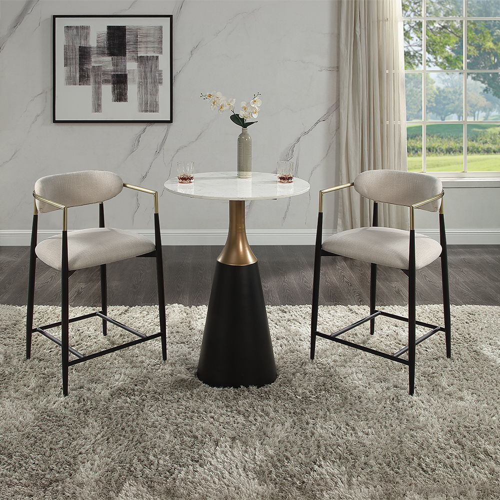 Jaramillo - Counter Height Table - Natural Marble Top & Black Finish