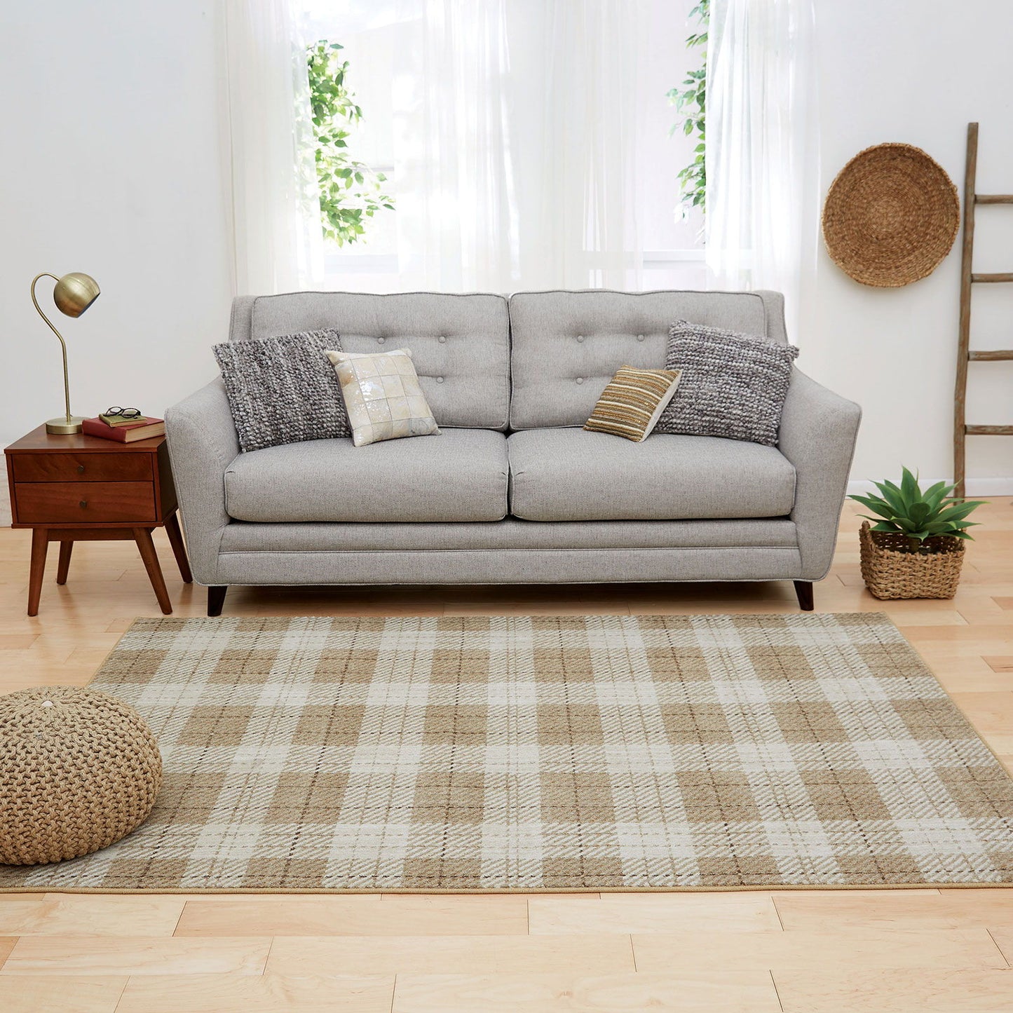 Kendrick - 5' x 7' Plaid Area Rug - Beige
