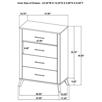 Kaywood - 4-Drawer Bedroom Chest Of Drawers - Natural Pine