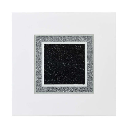 Elizaveta - Counter Height Table - Gray Velvet, Faux Crystal Diamonds &White High Gloss Finish