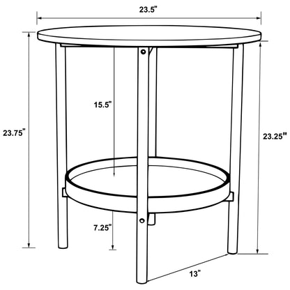 Delfin - Round Glass Top Side End Table - Black And Brown