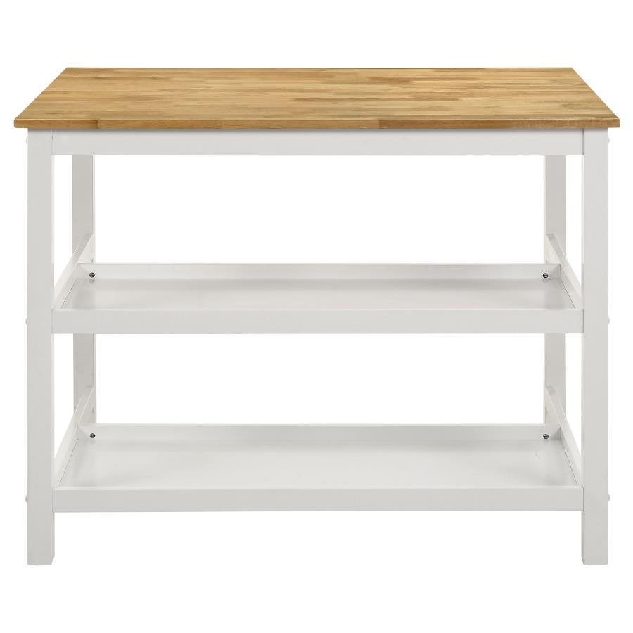Edgeworth - Kitchen Island Counter Table With Pot Rack - White