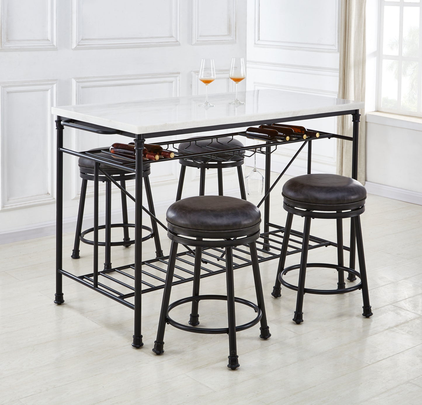 Claire - White Marble Top Counter - White