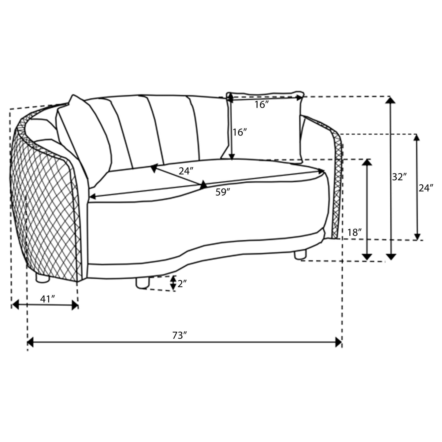Brookside - Velvet Upholstered Curved Loveseat - Dark Gray