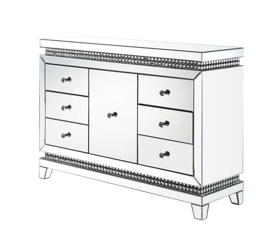 Lotus - Accent Table - Mirrored & Faux Crystals Inlay - 36"