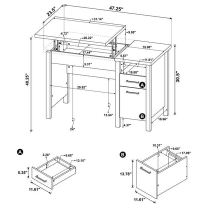 Delwin - 2-Drawer Lift Top Computer Desk - Rustic Nutmeg