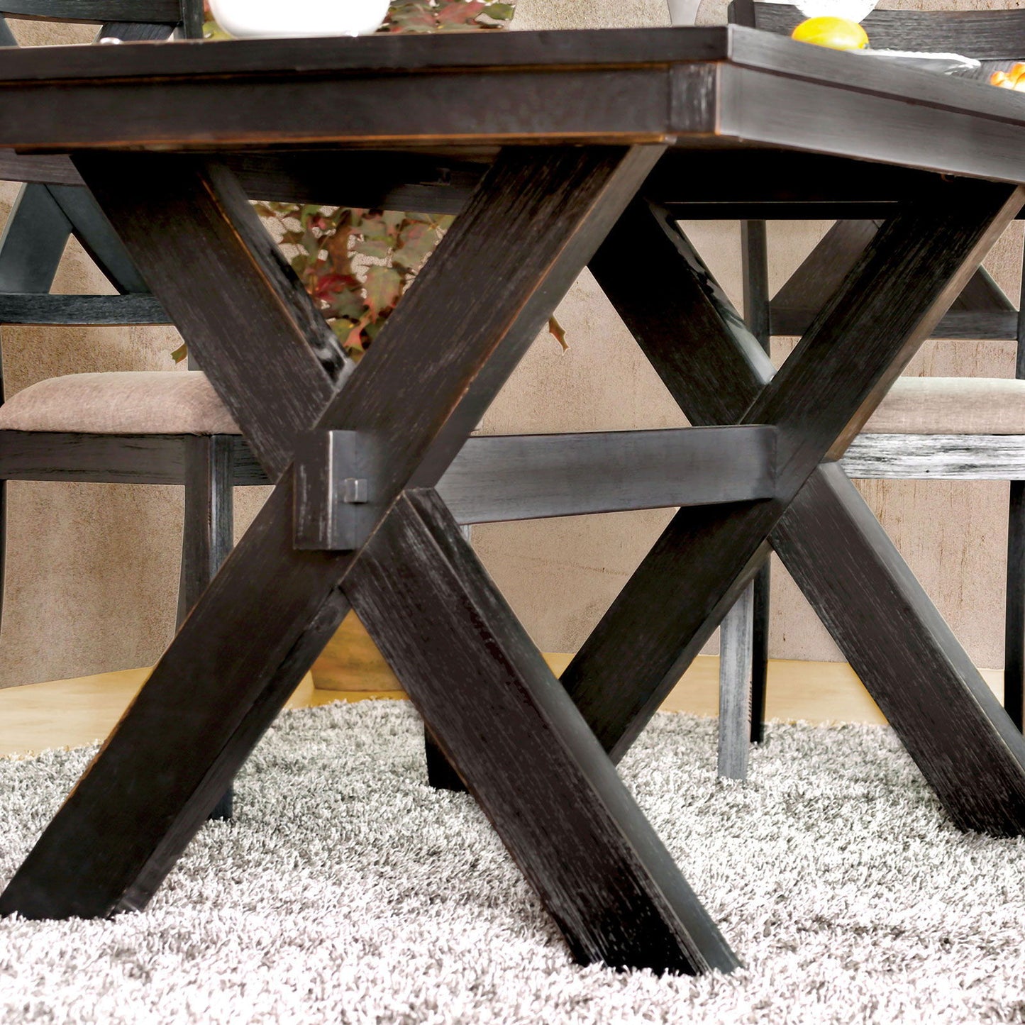Xanthe - Dining Table - Brushed Black / Warm Gray