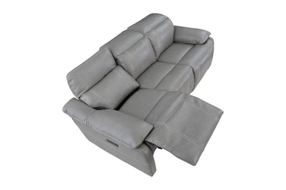 Alpine - Leather Dual Power Sofa - Smoke