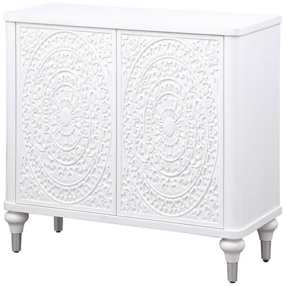 Cardella - 2 Door Mandala Accent Cabinet - Distressed White