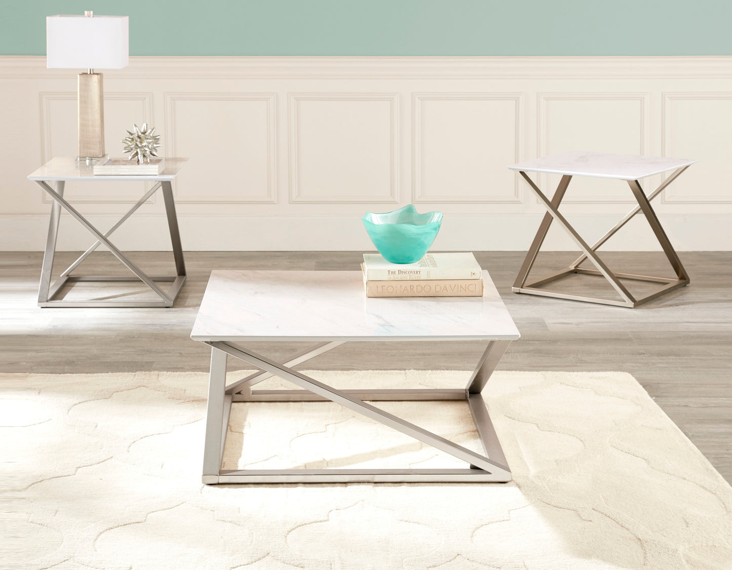 Zurich - Faux White Marble Top Coffee Table - White