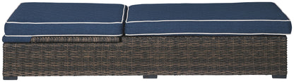 Grasson - Brown / Blue - Chaise Lounge With Cushion