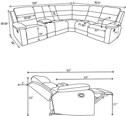 David - Upholstered Reclining Sectional Sofa - Smoke