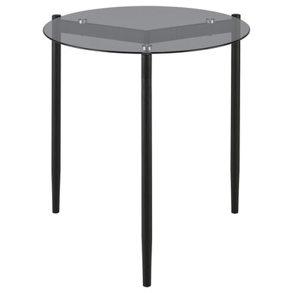 Rosalie - Round Smoked Glass Top End Table - Sandy Black